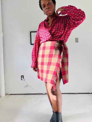 Plaid Alpaca Wool Skirt