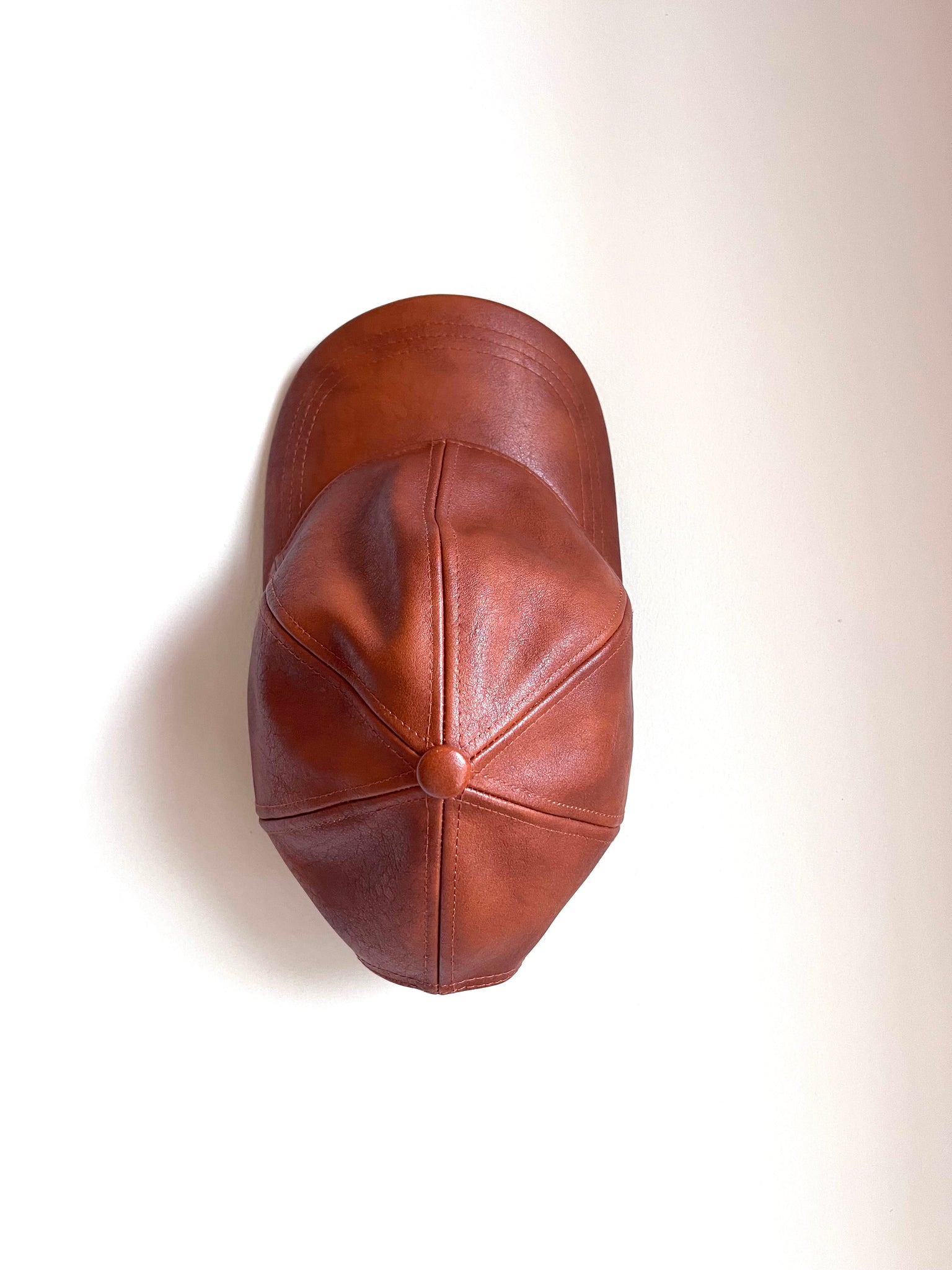 Brown Faux Leather Cap