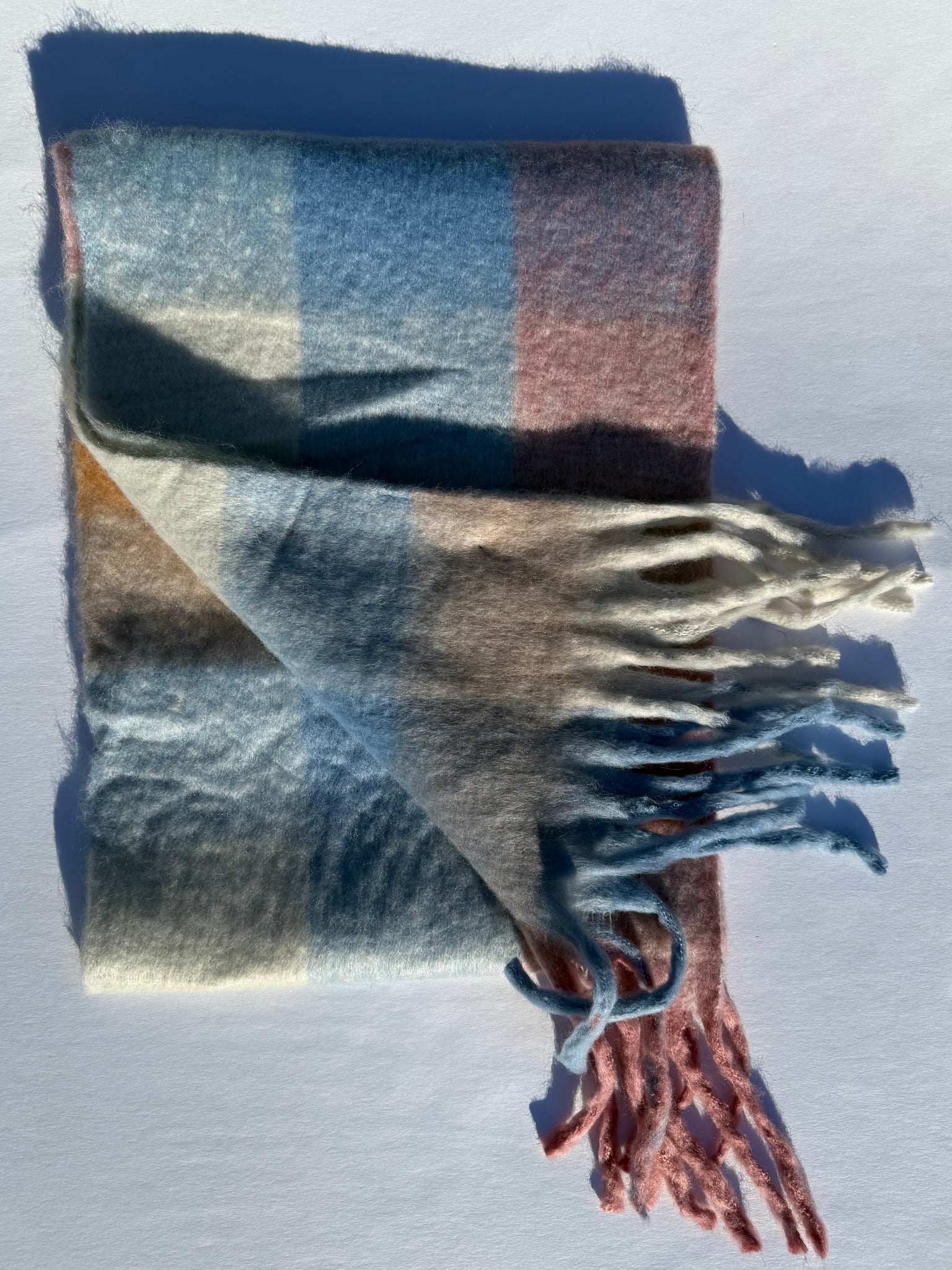 Recycled Wool Mohair Scarf - Sky