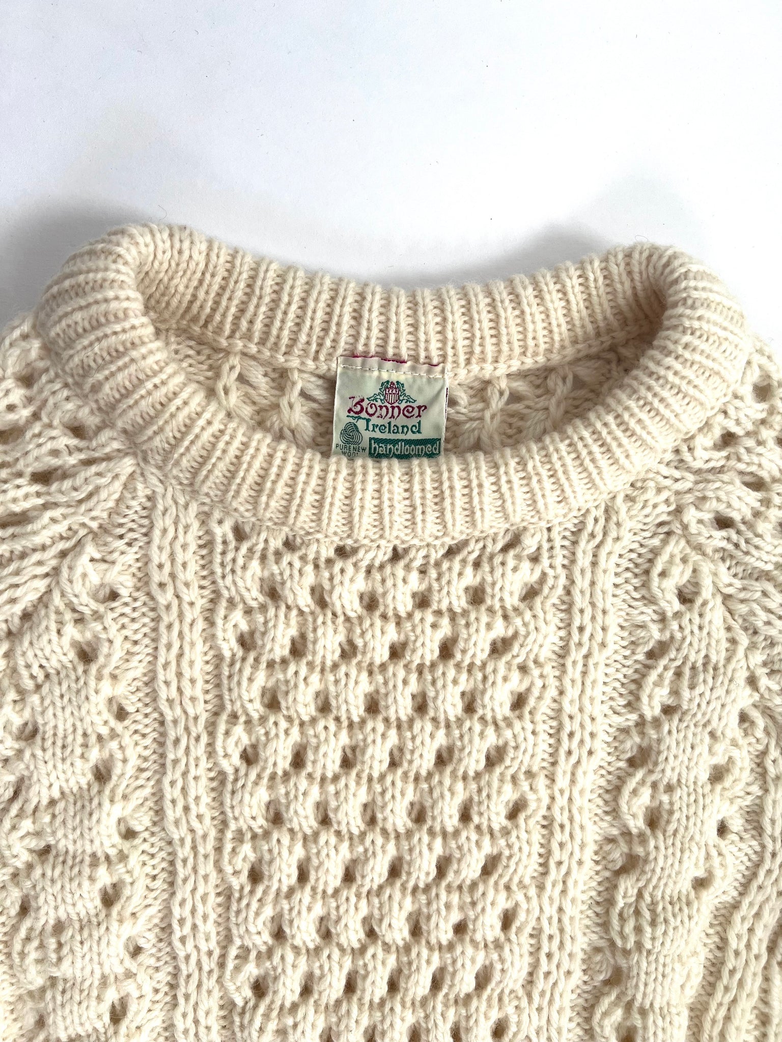 Cream Wool Fishermans Sweater - Tall