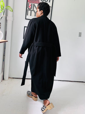Black Wool Wrap Coat