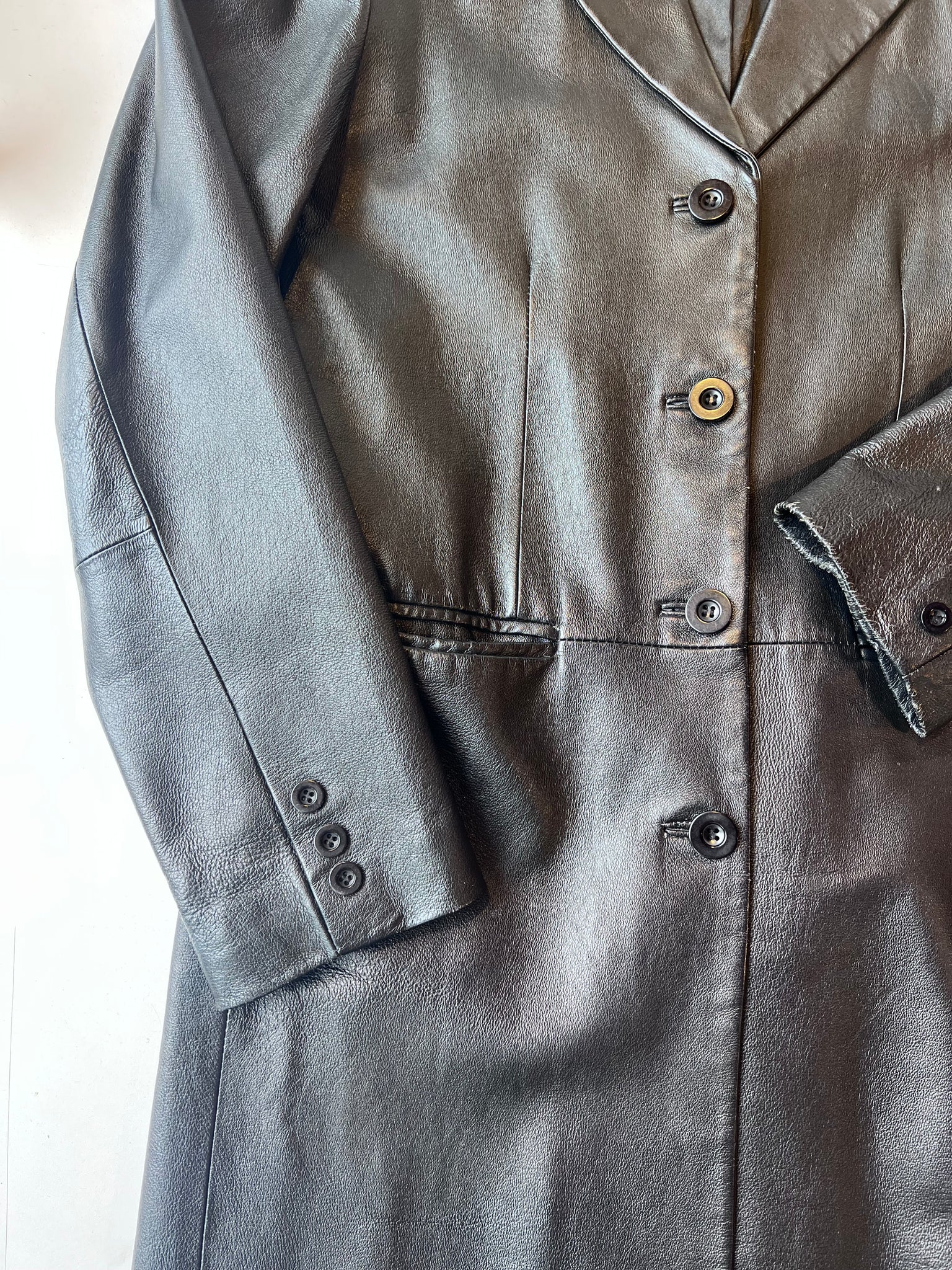 Zoe Black Leather Trench