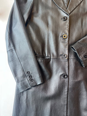 Zoe Black Leather Trench