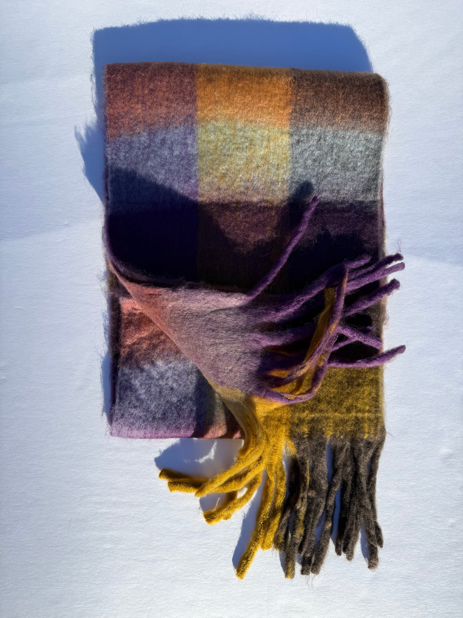 Recycled Wool Mohair Scarf - Plum