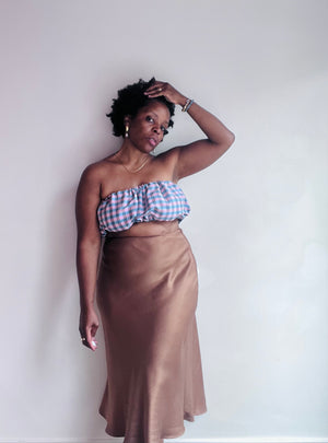 Handmade Ruched Tube Top - Gingham