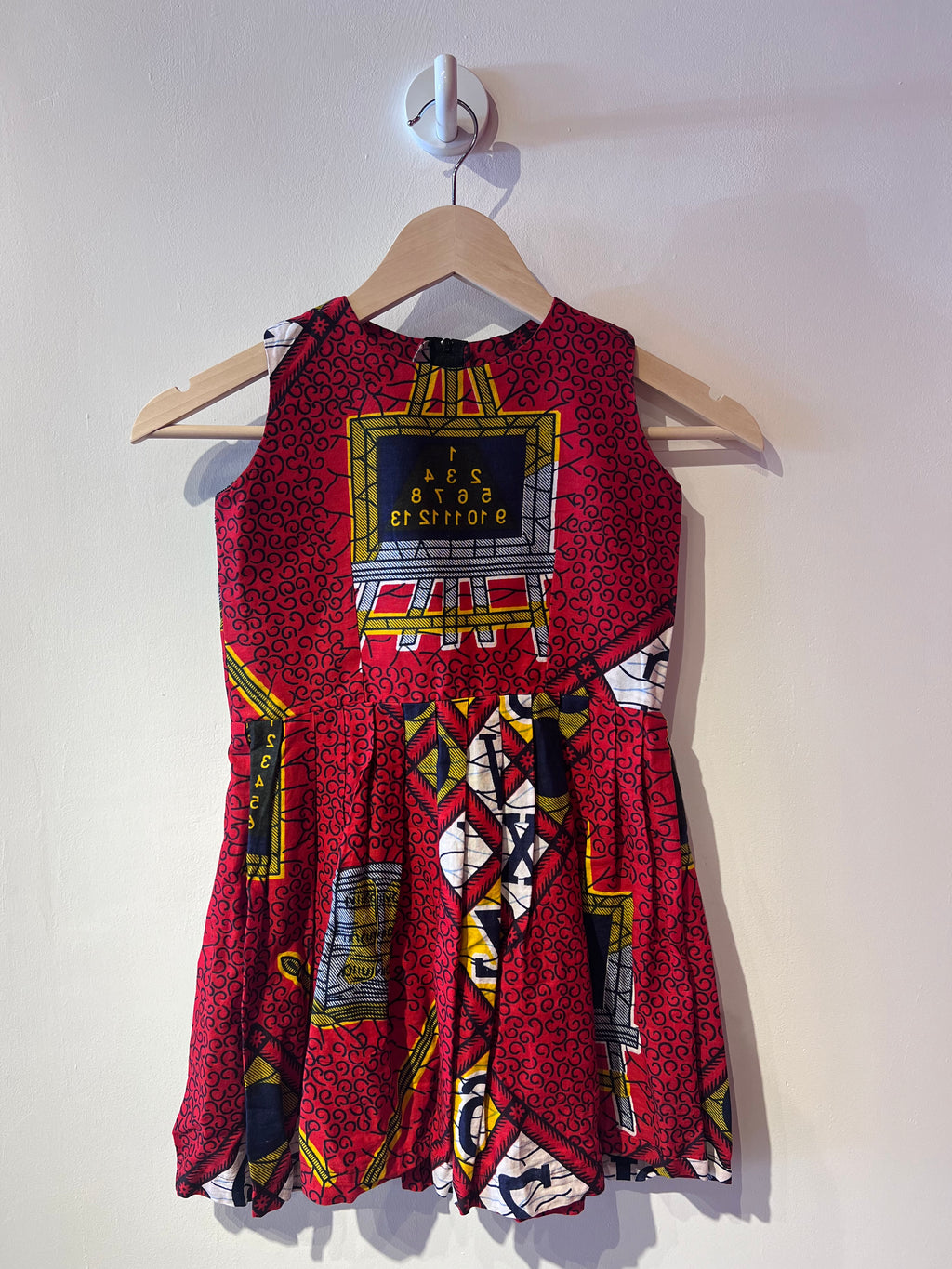 Red West African Wax Print Dress - Kids