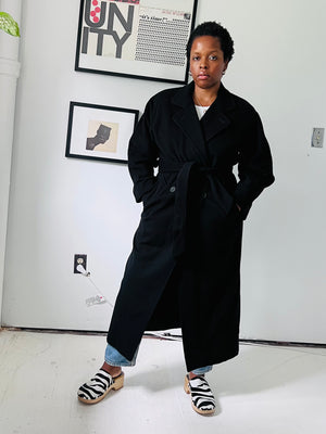 Black Wool Wrap Coat