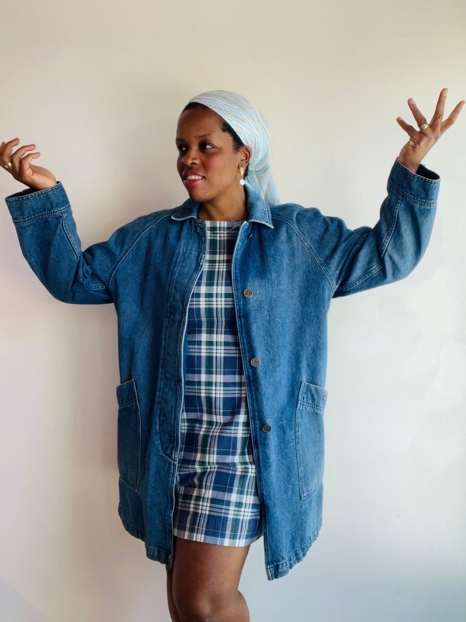 Medium Wash Denim Trench