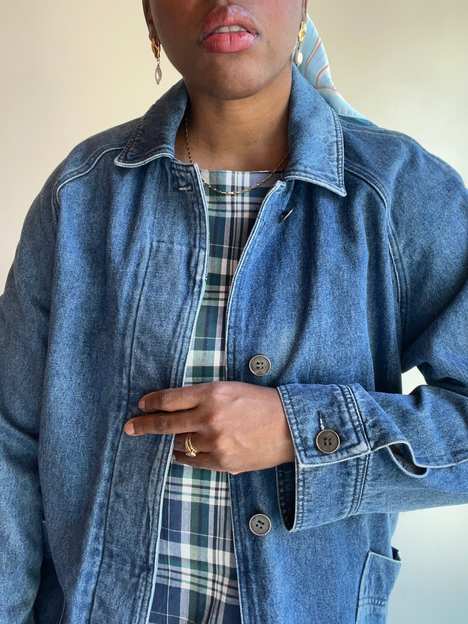 Medium Wash Denim Trench
