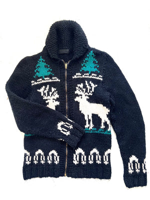 Classic Cowichan Wool Cardigan - Black Caribou