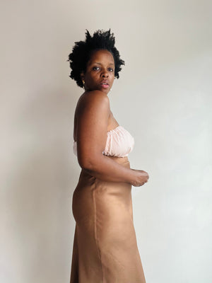 Ruched Tube Top - Tangerine Seersucker