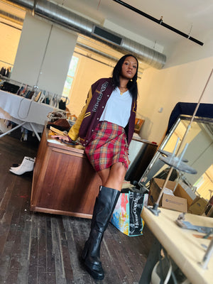 Plaid Alpaca Wool Skirt