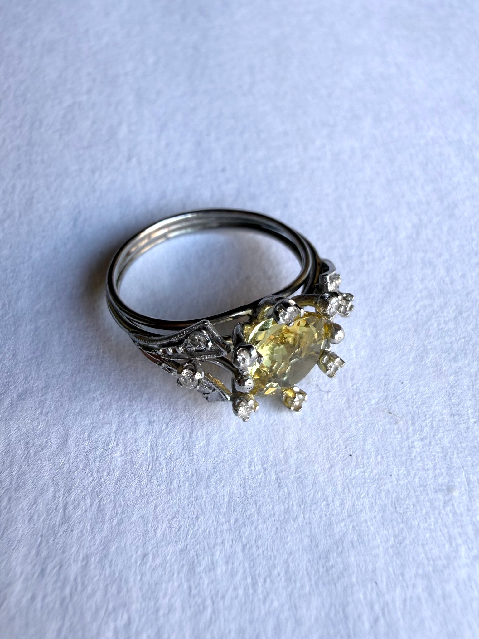 Gold Victorian Beryl & Diamond Ring