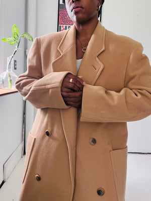 Camel Wool Coat by Perry Ellis