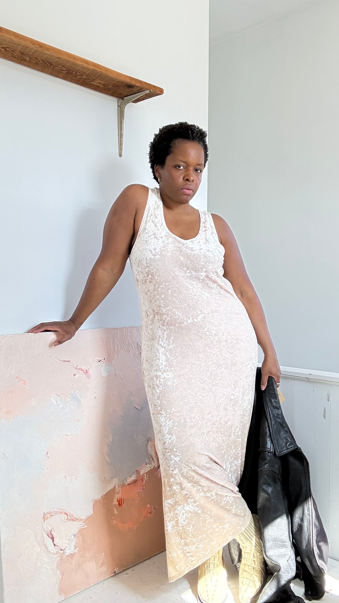 crushed velvet maxi dress Cream Crushed Velvet Maxi Dress
