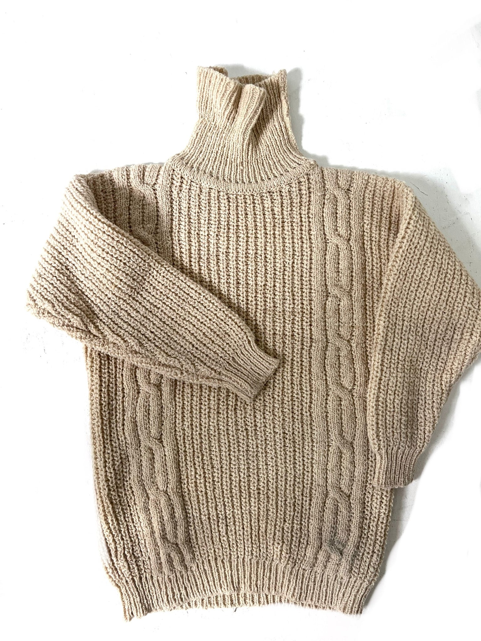 Cream Wool Turtleneck Sweater