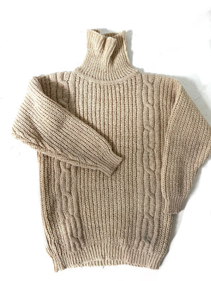 Cream Wool Turtleneck Sweater