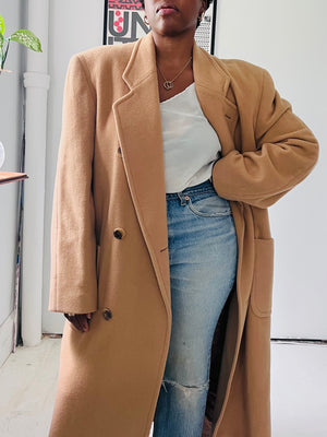 Camel Wool Coat by Perry Ellis