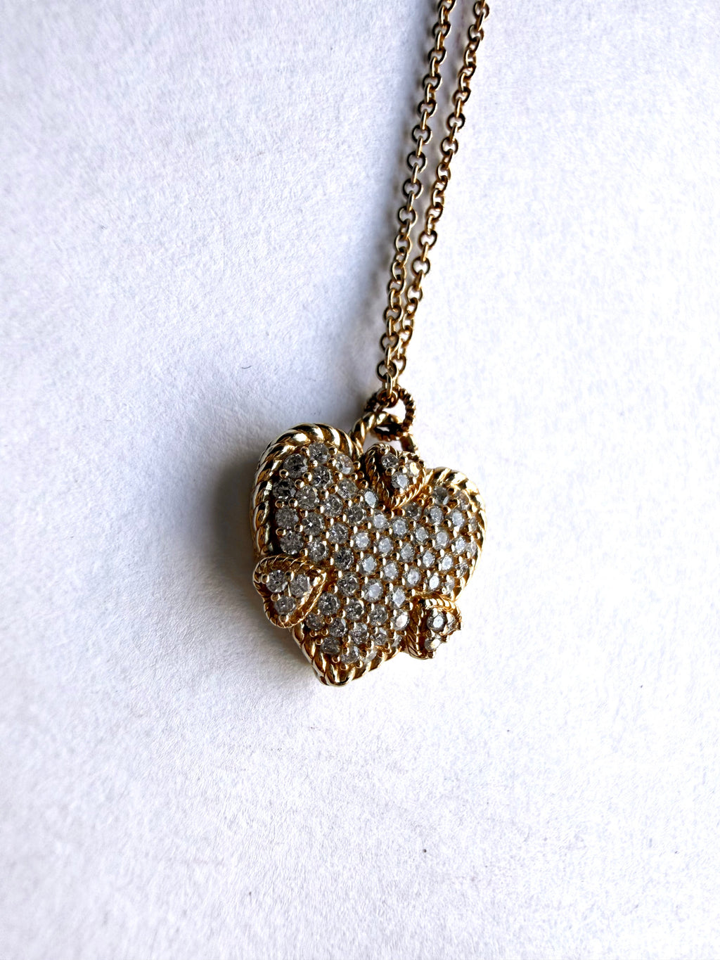 Gold & Diamond Heart Necklace with Heart Clasp