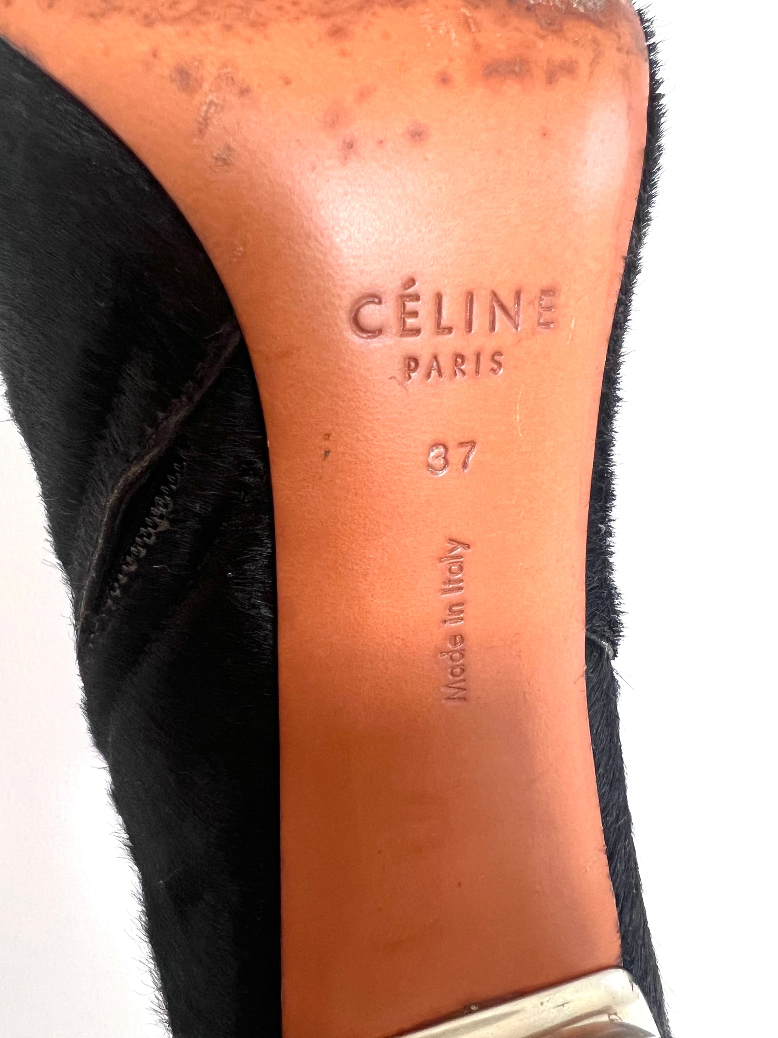 Black Pony Hair Ankle Boot by Celine