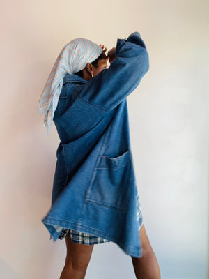 Medium Wash Denim Trench