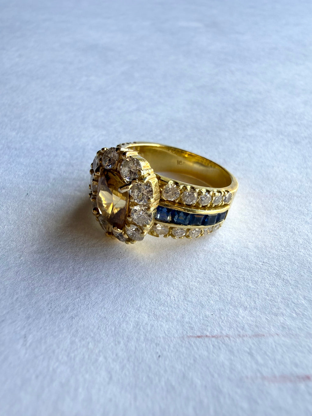 Vintage Cocktail Ring with Diamonds & Sapphires