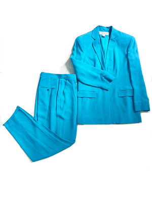 Aqua Blue Silk Suit