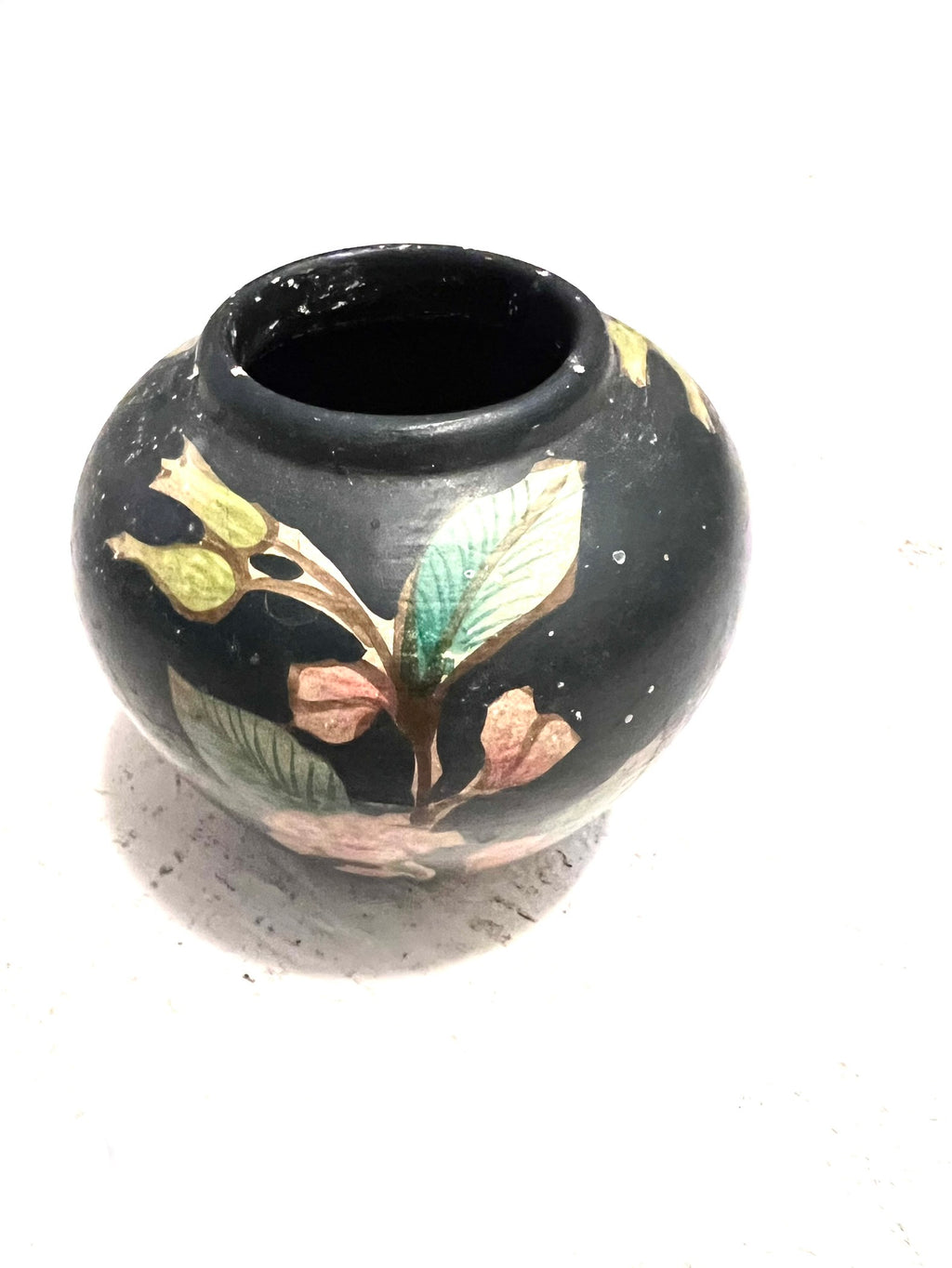 Hand painted Black Ceramic Vase