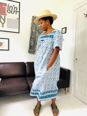 Blue Boho Cotton Dress