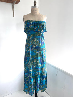 Caribbean Blue Ruffled Dress