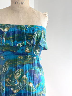 Caribbean Blue Ruffled Dress