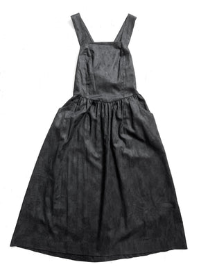 Black Cotton Damask Apron Dress by Laura Ashley
