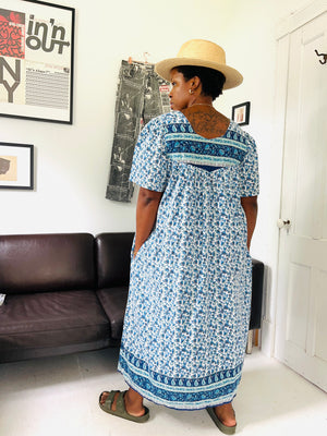 Blue Boho Cotton Dress