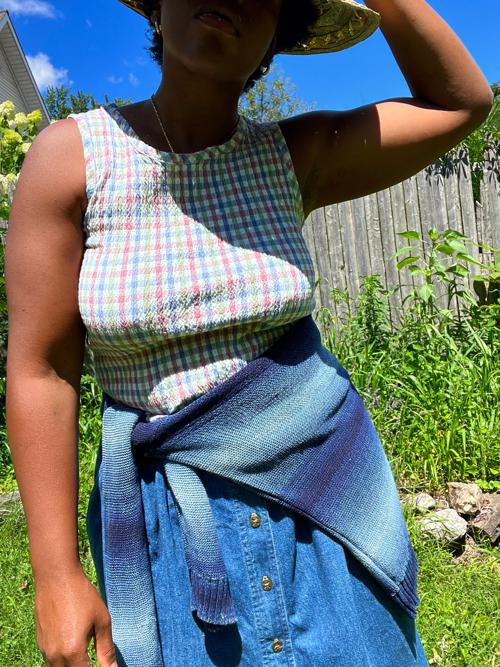 Gingham Smocked Top