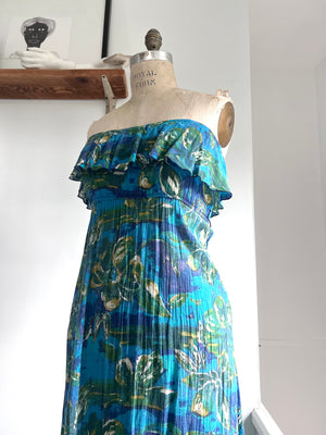 Caribbean Blue Ruffled Dress