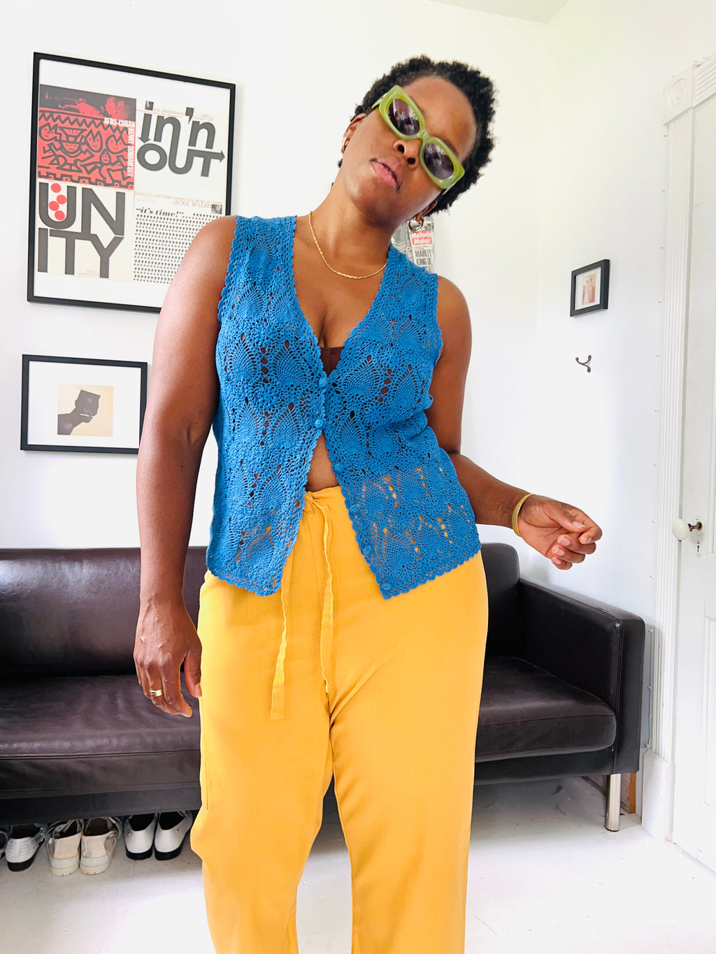 Blue Crochet Vest