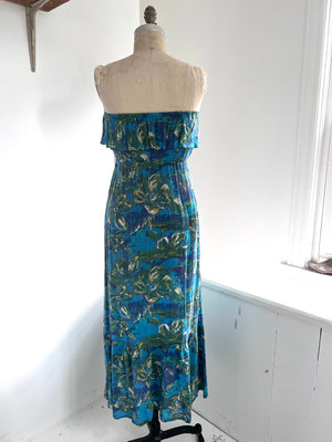 Caribbean Blue Ruffled Dress