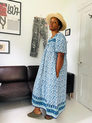 Blue Boho Cotton Dress