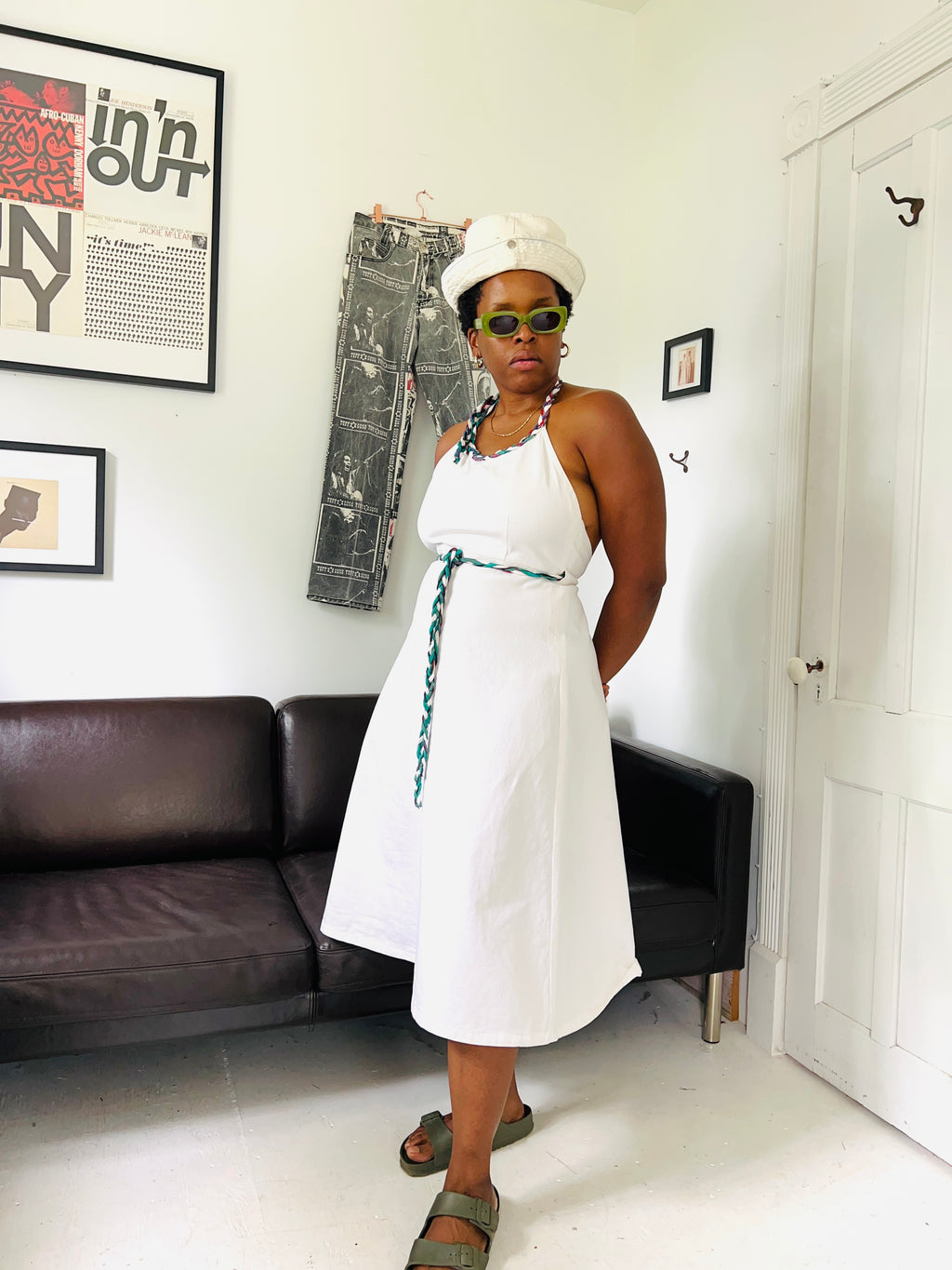 White Denim Wrap Dress