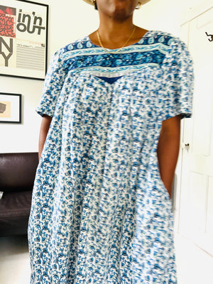 Blue Boho Cotton Dress