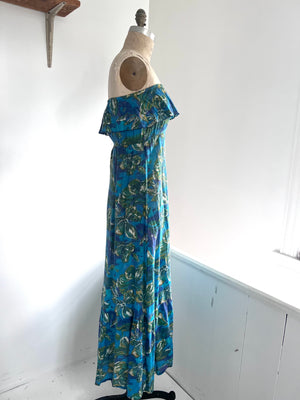 Caribbean Blue Ruffled Dress