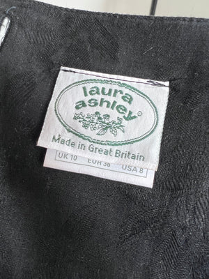 Black Cotton Damask Apron Dress by Laura Ashley