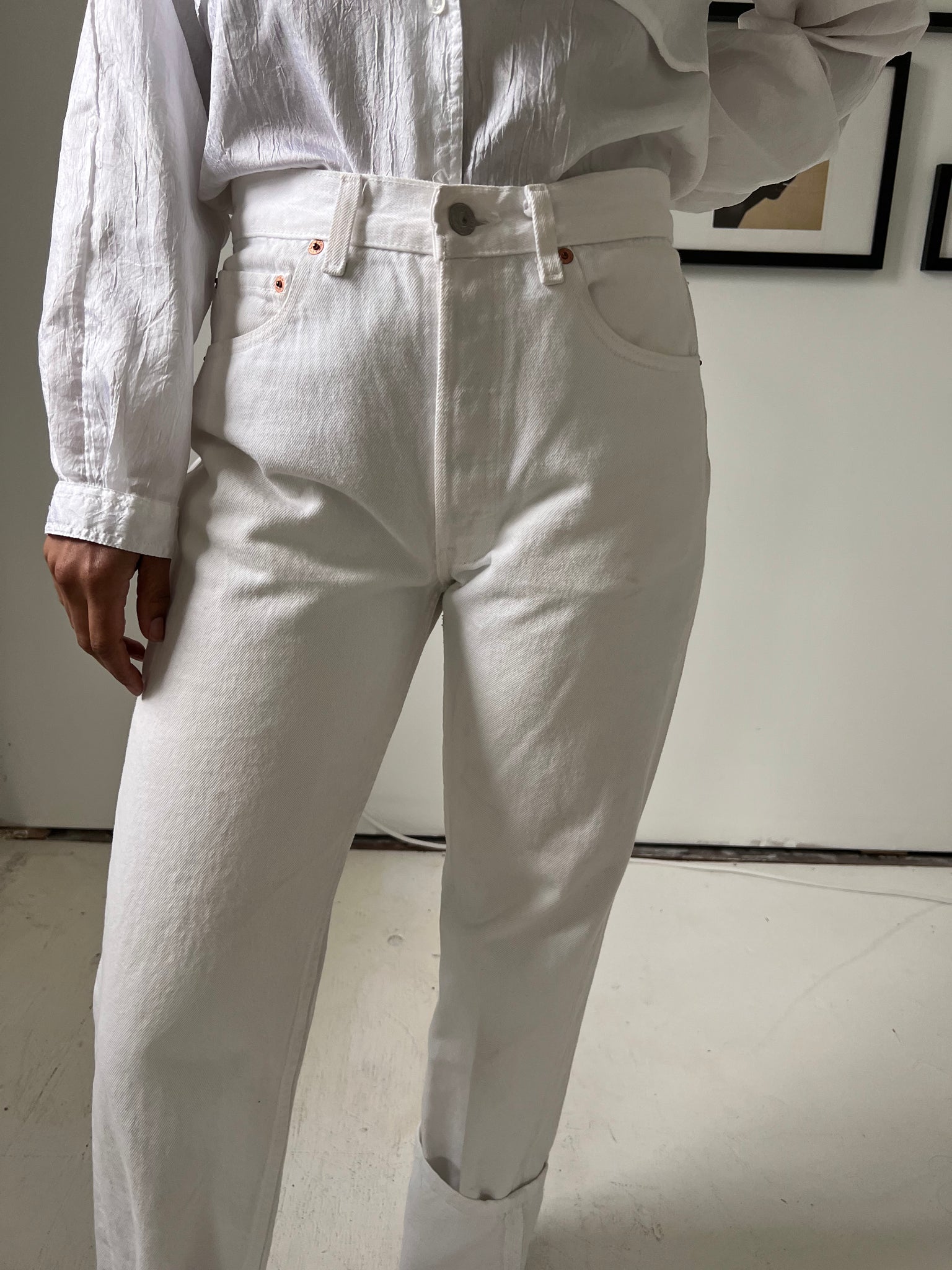 LEVI'S 501 Vintage White Button Fly Jeans 29” x 35”