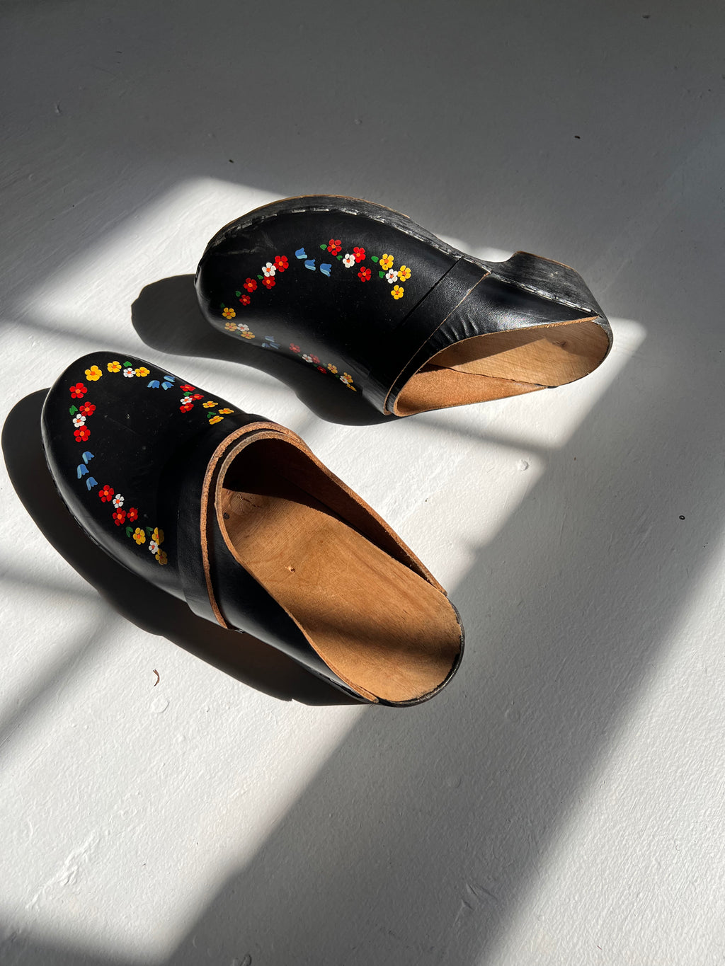 Vintage Hand-painted Swedish Clogs