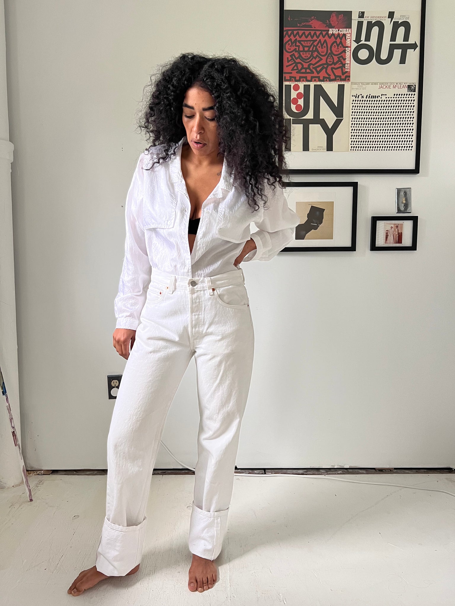 LEVI'S 501 Vintage White Button Fly Jeans 29” x 35”