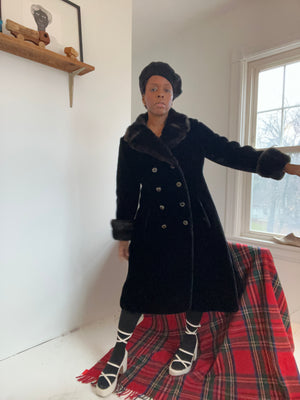 Black Faux Fur Peacoat
