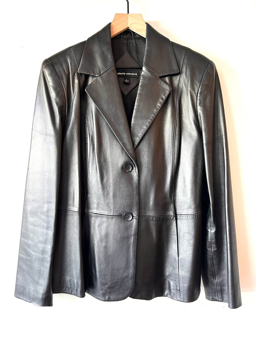 Black Minimal Leather Blazer
