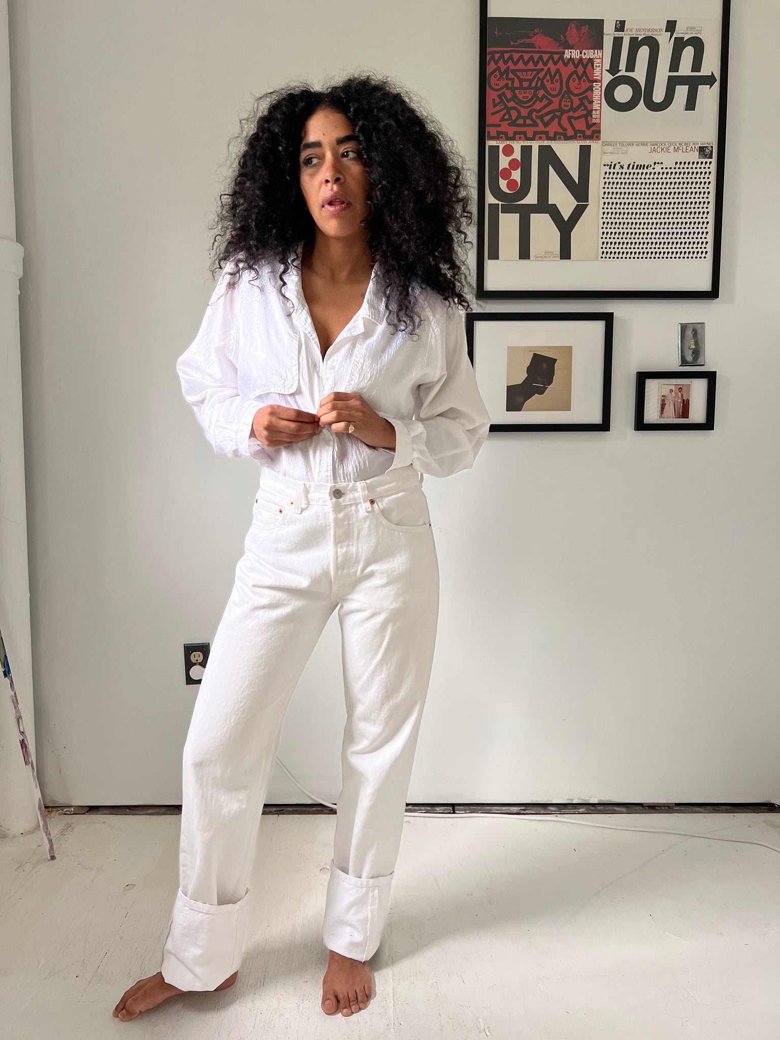 LEVI'S 501 Vintage White Button Fly Jeans 29” x 35”