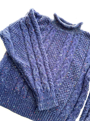 Navy Tweed Turtleneck Sweater