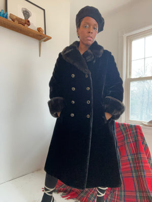Black Faux Fur Peacoat